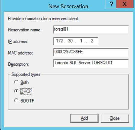 create a dhcp reservation